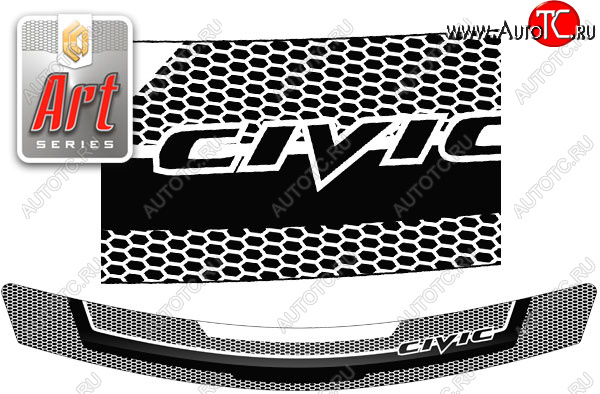 2 199 р. Дефлектор капота CA-Plastic  Honda Civic  FD (2005-2011) седан дорестайлинг, седан рестайлинг (Серия Art серебро)  с доставкой в г. Кемерово