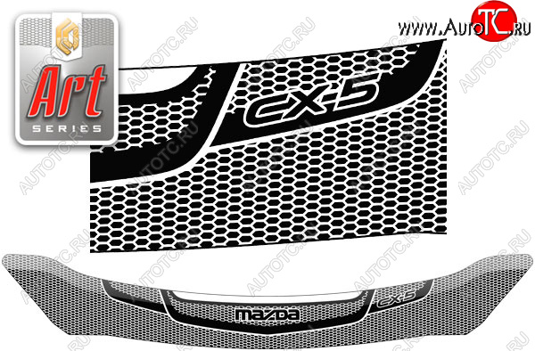 3 089 р. Дефлектор капота CA-Plastic Mazda CX-5 KE рестайлинг (2015-2017) (Серия Art серебро)  с доставкой в г. Кемерово