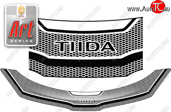 2 559 р. Дефлектор капота CA-Plastic  Nissan Tiida Latio  C11 (2004-2012) седан (Серия Art серебро)  с доставкой в г. Кемерово