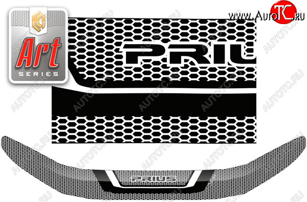 2 299 р. Дефлектор капота (ZVW50, ZVW51, ZVW55) CA-Plastic  Toyota Prius  XW50 (2015-2025) дорестайлинг, рестайлинг (Серия Art серебро)  с доставкой в г. Кемерово