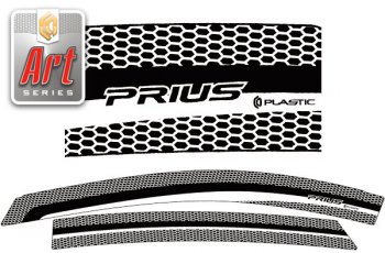 2 199 р. Ветровики дверей Серия Art черная CA Plastic на Toyota Prius Левый руль 2003-2009  с доставкой в г. Кемерово. Увеличить фотографию 1