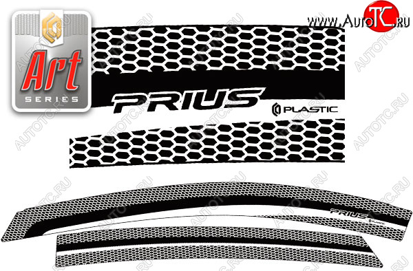 2 199 р. Ветровики дверей Серия Art черная CA Plastic на Toyota Prius Right hand drive 2003-2011  с доставкой в г. Кемерово