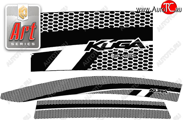 2 299 р. Ветровики дверей Серия Art серебро CA Plastic на Ford Kuga  2008-2012  с доставкой в г. Кемерово