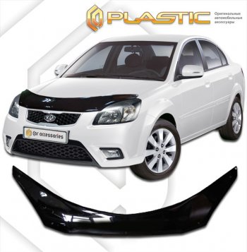 2 399 р. Дефлектор капота (exclusive) Classic черный CA Plastic на Kia Rio седан 2005–2011  с доставкой в г. Кемерово. Увеличить фотографию 1