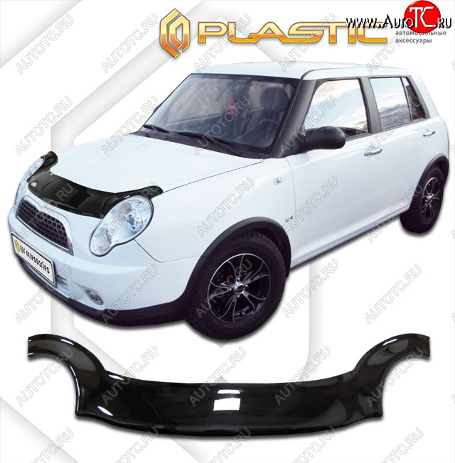 2 199 р. Дефлектор капота (exclusive) Classic черный CA Plastic на Lifan Smily  2010-2014  с доставкой в г. Кемерово