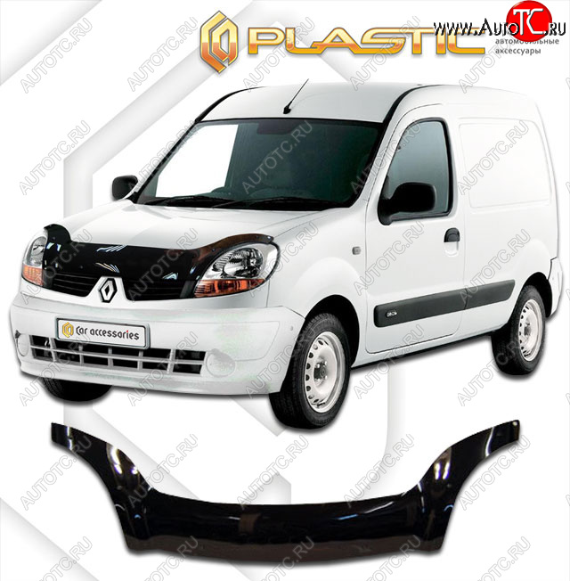 2 399 р. Дефлектор капота (exclusive) Classic черный CA Plastic на Renault Kangoo  2003-2007  с доставкой в г. Кемерово