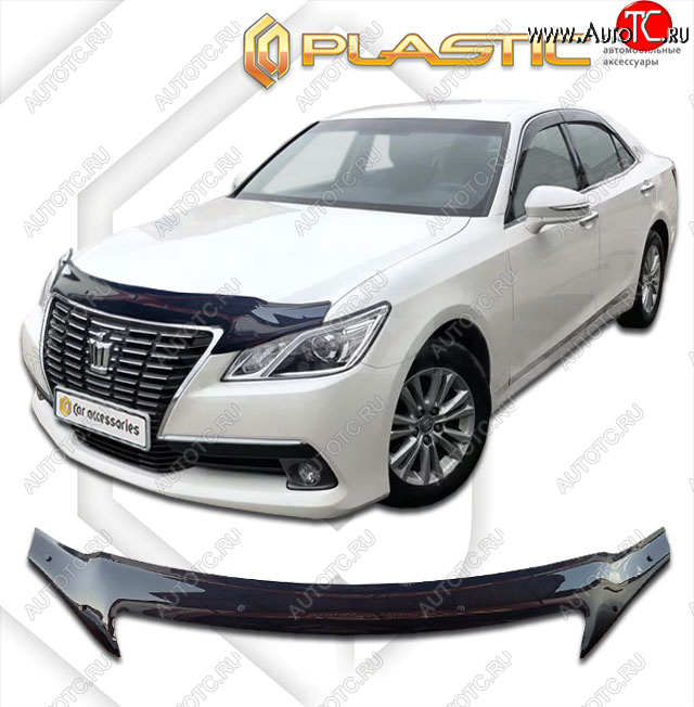 2 399 р. Дефлектор капота (exclusive) CA Plastic Toyota Crown Royal Saloon S210 дорестайлинг (2012-2015) (Classic черный)  с доставкой в г. Кемерово
