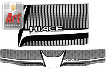 2 599 р. Дефлектор капота (exclusive) Серия Art черная CA Plastic на Toyota Hiace Правый Руль 2004–н.в.   с доставкой в г. Кемерово. Увеличить фотографию 1