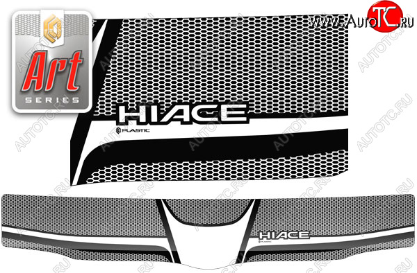 2 599 р. Дефлектор капота (exclusive) Серия Art черная CA Plastic на Toyota Hiace Правый Руль 2004–н.в.   с доставкой в г. Кемерово
