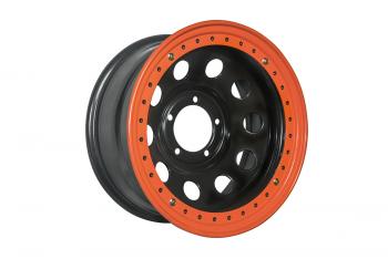 Диск усиленный УАЗ стальной черный 5x139,7 8xR17 d110 ET-19 с бедлоком (оранжевый) OFF-ROAD Wheels 1780-53910bl-19-bd-o
