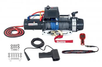 117 399 р. Лебёдка автомобильная электрическая 12V Runva 12500 lbs 5670 кг (влагозащищенная) синтетический трос RUNVA ewb12500ssr  с доставкой в г. Кемерово. Увеличить фотографию 2