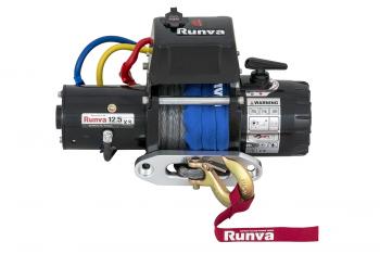 62 909 р. Лебёдка электрическая 12V Runva 12500 lbs 5670 кг короткий барабан, синтетический трос RUNVA 12.5xssr  с доставкой в г. Кемерово. Увеличить фотографию 3