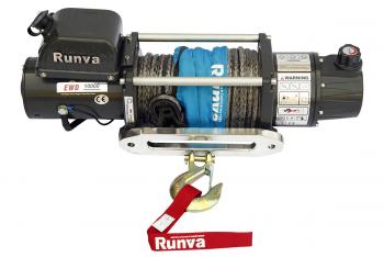 65 479 р. Лебёдка электрическая двухскоростная 12V Runva 10000 lbs 4500 кг (синтетический трос) RUNVA ewd10000usr  с доставкой в г. Кемерово. Увеличить фотографию 4
