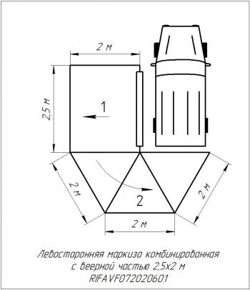 26 079 р. Маркиза автомобильная РИФ комбинированная (прямоугольная с веерной частью) 2,5х2,0 м (левая) РИФ rifavf072020601  с доставкой в г. Кемерово. Увеличить фотографию 23