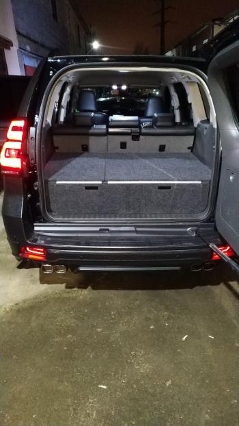 24 999 р. Органайзер в багажник для Toyota Land Cruiser Prado 150 (2 выдв.ящика+спальник) дорестайлинг РФ 150-003  с доставкой в г. Кемерово. Увеличить фотографию 2