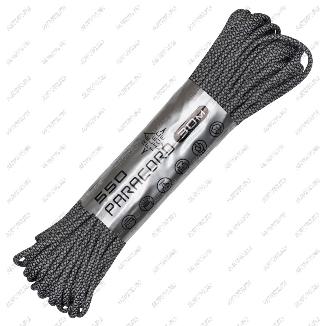 1 219 р. Паракорд 550 CORD nylon 30м SuperReflective (black snake) CORD 550.n30.lm.b.snk  с доставкой в г. Кемерово