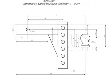 6 679 р. Переходник для фаркопа регулируемый (занижение 4,567,59" - 120157195232 мм) Longteng abm-lt-002  с доставкой в г. Кемерово. Увеличить фотографию 2