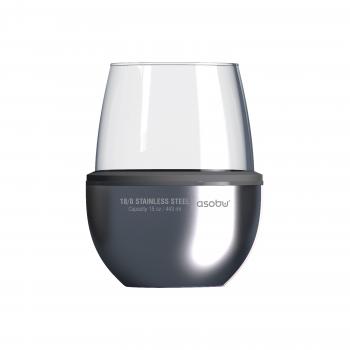 2 379 р. Термобокал для вина WINE KUZIE 440 мл, серебряный ASOBU stl24.11-silver  с доставкой в г. Кемерово. Увеличить фотографию 1