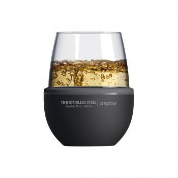 2 159 р. Термобокал для вина WINE KUZIE 440 мл, черный ASOBU stl24.06-black  с доставкой в г. Кемерово. Увеличить фотографию 2