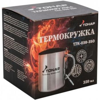 779 р. Термокружка ТОНАР 350ML металлическая, с пластиковой крышкой+карабин ТОНАР t.tk-038-350  с доставкой в г. Кемерово. Увеличить фотографию 2