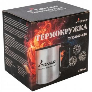 669 р. Термокружка ТОНАР 450ML с пластиковой крышкой ТОНАР t.tk-047-450  с доставкой в г. Кемерово. Увеличить фотографию 5