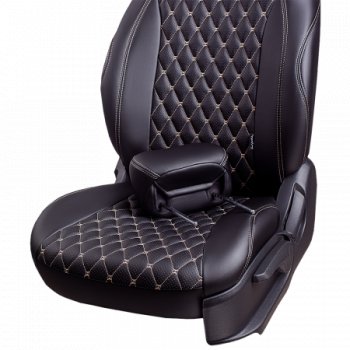 10 299 р.  Комплект чехлов для сидений (РЗС и С 40/60, 2П Орегон) БАЙРОН Lord Autofashion Chery Amulet (Corda) A15 лифтбэк (2003-2010) (черный, вставка черная, строчка бежевая)  с доставкой в г. Кемерово. Увеличить фотографию 3