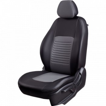 Комплект чехлов для сидений (РЗС 60/40, 3Г Илана+Орегон) ТУРИН Lord Autofashion Chery Tiggo 4 дорестайлинг (2017-2020) (черный, вставка серая, строчка серая)
