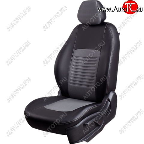 9 449 р. Комплект чехлов для сидений (РЗС 60/40, 3Г Илана+Орегон) ТУРИН Lord Autofashion Chery Tiggo 4 дорестайлинг (2017-2020) (черный, вставка серая, строчка серая)  с доставкой в г. Кемерово