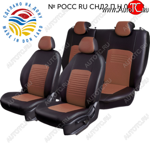 4 999 р.  Комплект чехлов сидений Lord Auto(Экокожа) Chevrolet Aveo T200 хэтчбек 5 дв (2002-2008) (Черный+темно-коричневый)  с доставкой в г. Кемерово