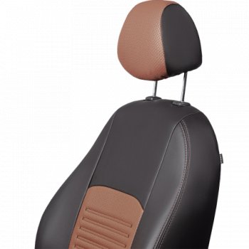 4 999 р.  Комплект чехлов сидений Lord Auto(Экокожа) Chevrolet Aveo T200 хэтчбек 5 дв (2002-2008) (Черный+темно-коричневый)  с доставкой в г. Кемерово. Увеличить фотографию 4
