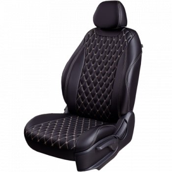 14 999 р.  Комплект чехлов сидений Lord Auto(Экокожа Ромб)  Chevrolet Aveo ( T200,  T250) (2002-2011) хэтчбек 5 дв, седан, седан рестайлинг, хэтчбек 5 дв рестайлинг (Черный+бежевый)  с доставкой в г. Кемерово. Увеличить фотографию 2
