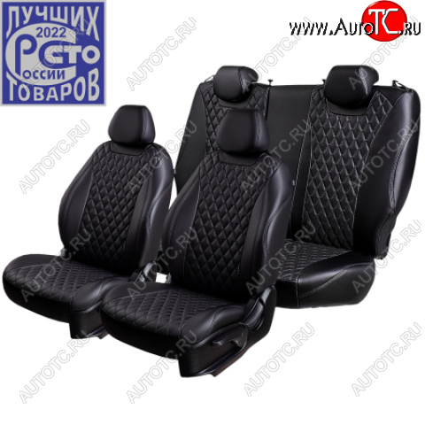 13 399 р. Комплект чехлов сидений Lord Auto(Экокожа Ромб) Chevrolet Aveo T200 хэтчбек 5 дв (2002-2008) (Черный)  с доставкой в г. Кемерово