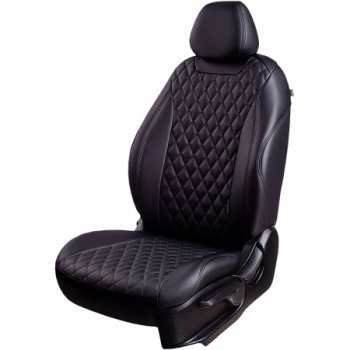 13 399 р. Комплект чехлов сидений Lord Auto(Экокожа Ромб) Chevrolet Aveo T200 хэтчбек 5 дв (2002-2008) (Черный)  с доставкой в г. Кемерово. Увеличить фотографию 2