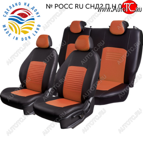 5 999 р. Комплект чехлов сидений (Экокожа ИЛАНА+ОРЕГОН) Chevrolet Aveo T200 хэтчбек 5 дв (2002-2008) (Черный+коричневый)  с доставкой в г. Кемерово