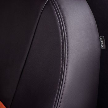 5 999 р. Комплект чехлов сидений (Экокожа ИЛАНА+ОРЕГОН) Chevrolet Aveo T200 хэтчбек 5 дв (2002-2008) (Черный+коричневый)  с доставкой в г. Кемерово. Увеличить фотографию 3