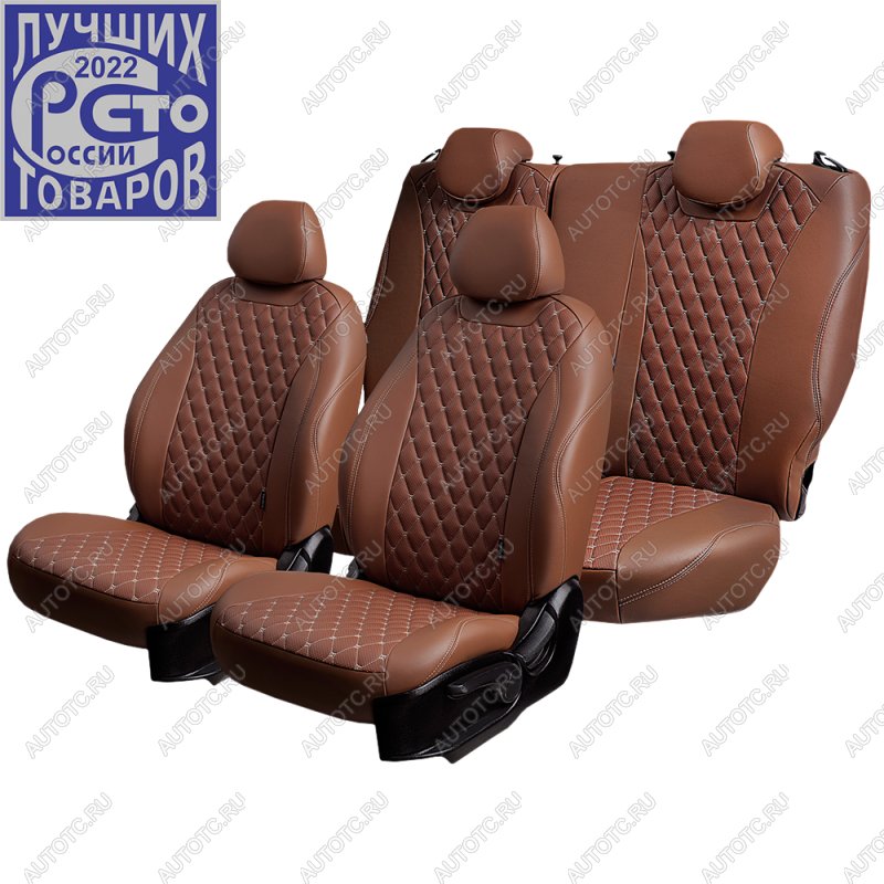 13 949 р. Чехлы для сидений (РЗС60/40, Экокожа Орегон) БАЙРОН Lord Auto  Ford Focus  3 (2010-2019) универсал дорестайлинг, хэтчбэк дорестайлинг, седан дорестайлинг, седан рестайлинг, универсал рестайлинг, хэтчбэк рестайлинг (темно-коричневый/бежевый)  с доставкой в г. Кемерово