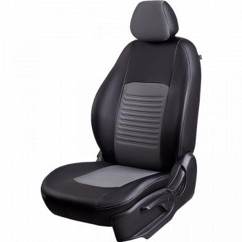 9 899 р. Чехлы для сидений (РЗС60/4, Экокожа Илана+Орегон) ТУРИН Lord Auto  Geely Emgrand X7 (2019-2021) 2-ой рестайлинг (черный/серый)  с доставкой в г. Кемерово. Увеличить фотографию 2