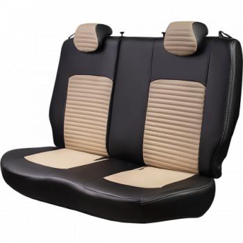 5 349 р. Комплект чехлов для сидений (РЗС 40/60. 2П Илана+Орегон) ТУРИН-3 Lord Autofashion Hyundai Accent 3 MC седан (2005-2011) (черный, вставка бежевая, строчка бежевая)  с доставкой в г. Кемерово. Увеличить фотографию 5