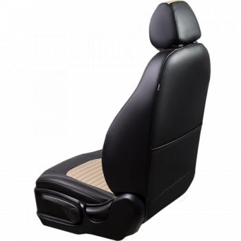 5 349 р. Комплект чехлов для сидений (РЗС 40/60. 2П Илана+Орегон) ТУРИН-3 Lord Autofashion Hyundai Accent 3 MC седан (2005-2011) (черный, вставка бежевая, строчка бежевая)  с доставкой в г. Кемерово. Увеличить фотографию 2