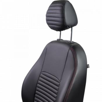 7 849 р. Комплект чехлов для сидений (РЗС 40/60. 2П Илана+Орегон) ТУРИН-3 Lord Autofashion  Hyundai Accent ( 1 X3,  3 MC) (1997-2011) седан рестайлинг, седан, хэтчбек (черный, вставка черная, строчка красная)  с доставкой в г. Кемерово. Увеличить фотографию 6