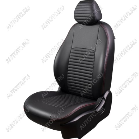 7 849 р. Комплект чехлов для сидений (РЗС 40/60. 2П Илана+Орегон) ТУРИН-3 Lord Autofashion  Hyundai Accent ( 1 X3,  3 MC) (1997-2011) седан рестайлинг, седан, хэтчбек (черный, вставка черная, строчка красная)  с доставкой в г. Кемерово