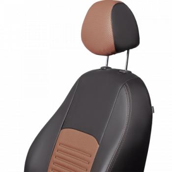9 449 р. Комплект чехлов для сидений (РЗС 60/40 2П Илана+Орегон) ТУРИН СТ Lord Autofashion Hyundai Creta GS дорестайлинг (2015-2019) (черный, вставка темно-коричневая+бежевая, строчка темно-коричневая)  с доставкой в г. Кемерово. Увеличить фотографию 5
