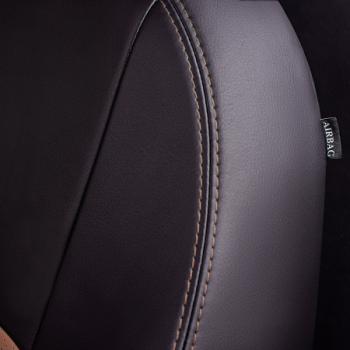 9 449 р. Комплект чехлов для сидений (РЗС 60/40 2П Илана+Орегон) ТУРИН СТ Lord Autofashion Hyundai Creta GS дорестайлинг (2015-2019) (черный, вставка темно-коричневая+бежевая, строчка темно-коричневая)  с доставкой в г. Кемерово. Увеличить фотографию 6