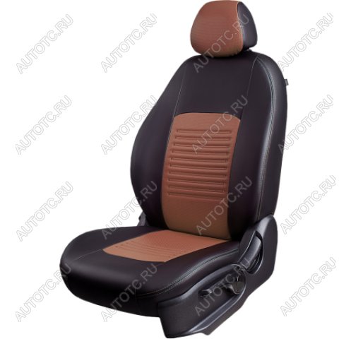 9 449 р. Комплект чехлов для сидений (РЗС 60/40 2П Илана+Орегон) ТУРИН СТ Lord Autofashion Hyundai Creta GS дорестайлинг (2015-2019) (черный, вставка темно-коричневая+бежевая, строчка темно-коричневая)  с доставкой в г. Кемерово