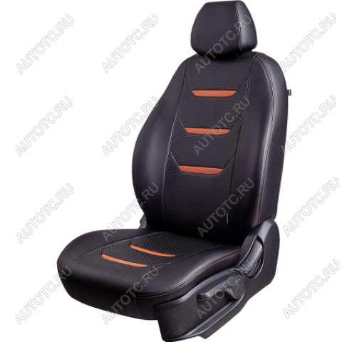 10 299 р. Комплект чехлов для сидений (РЗС 40/60 2Г Орегон) ТУРИН-2 Lord Autofashion  KIA Cerato  2 TD (2008-2013) седан (черный, вставка черная/коричневая строчка коричневая)  с доставкой в г. Кемерово