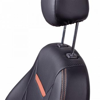 10 299 р. Комплект чехлов для сидений (РЗС 40/60 2Г Орегон) ТУРИН-2 Lord Autofashion  KIA Cerato  2 TD (2008-2013) седан (черный, вставка черная/коричневая строчка коричневая)  с доставкой в г. Кемерово. Увеличить фотографию 8