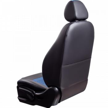 9 449 р. Комплект чехлов для сидений (РЗС 40/60 3П Илана+Орегон) ТУРИН СТ Lord Autofashion KIA Cerato 4 BD дорестайлинг, хэтчбэк (2018-2021) (черный, вставка синяя, строчка синяя)  с доставкой в г. Кемерово. Увеличить фотографию 4