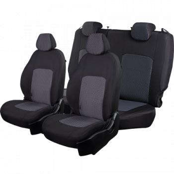3 699 р. Комплект чехлов для сидений (РЗС 60/40 2Г жаккард) СТАНДАРТ Lord Autofashion  KIA Rio  3 QB (2011-2017) дорестайлинг седан, рестайлинг седан (черный, вставка РОМБ 3D белая, строчка черная)  с доставкой в г. Кемерово. Увеличить фотографию 5