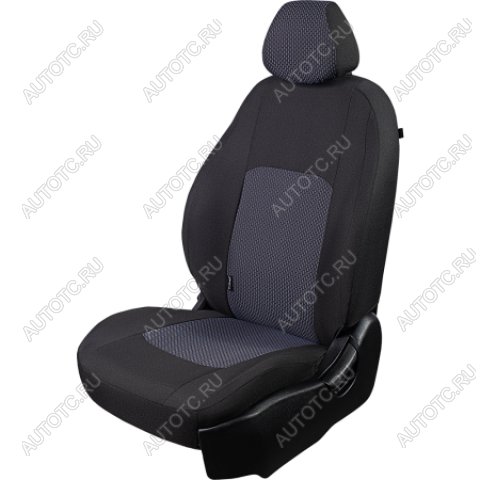 3 699 р. Комплект чехлов для сидений (РЗС 60/40 2Г жаккард) СТАНДАРТ Lord Autofashion  KIA Rio  3 QB (2011-2017) дорестайлинг седан, рестайлинг седан (черный, вставка Сеул синяя, строчка черная)  с доставкой в г. Кемерово