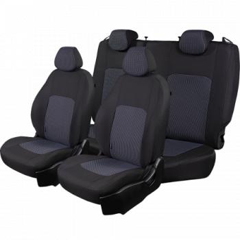 3 699 р. Комплект чехлов для сидений (РЗС 60/40 2Г жаккард) СТАНДАРТ Lord Autofashion  KIA Rio  3 QB (2011-2017) дорестайлинг седан, рестайлинг седан (черный, вставка Сеул синяя, строчка черная)  с доставкой в г. Кемерово. Увеличить фотографию 5
